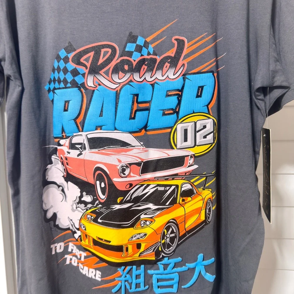 Graphic Road Racer Tee - Gray